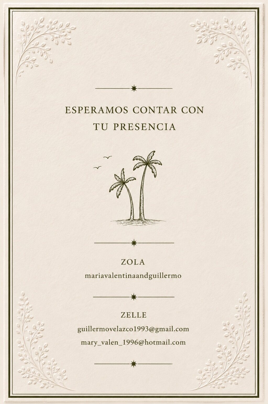 Mesa de regalos - Zola y Zelle